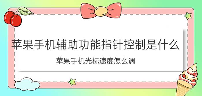 苹果手机辅助功能指针控制是什么 苹果手机光标速度怎么调？